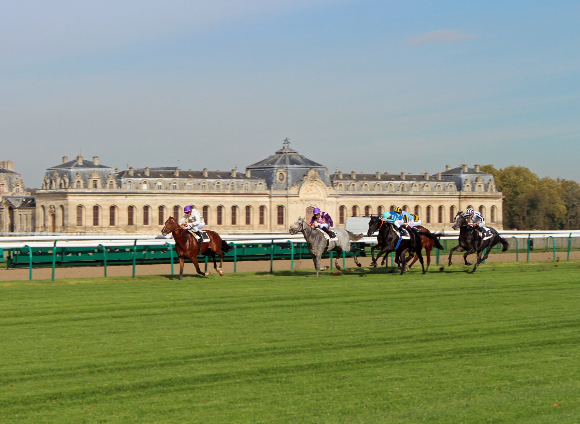 Horse race at Longchamp Racecourse, included in the Sport Tour in Paris with CEI – showcasing the excitement of equestrian sports.