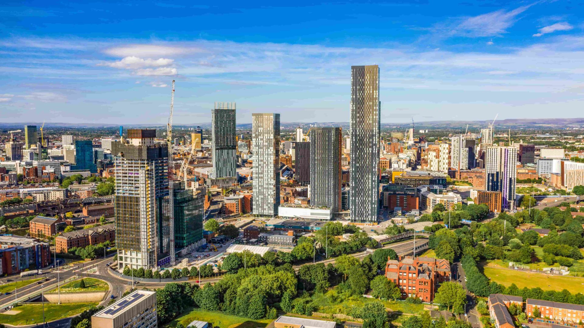 Vue panoramique de Manchester pendant la colonie de vacances à Londres et Liverpool