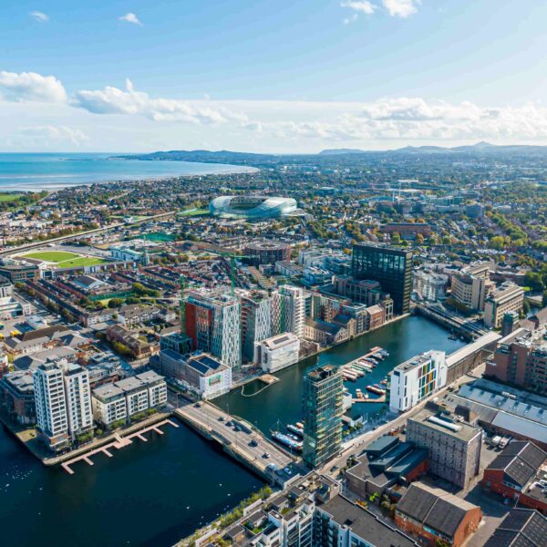 Vue aérienne de Dublin durant un séjour linguistique